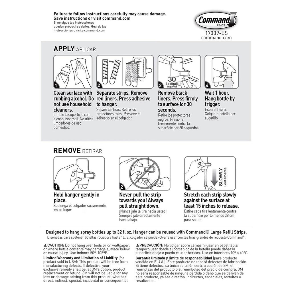 3M Command Spray Bottle Hanger Large 1 Hanger And 2 Large Strips 1 Kg Holding Power White