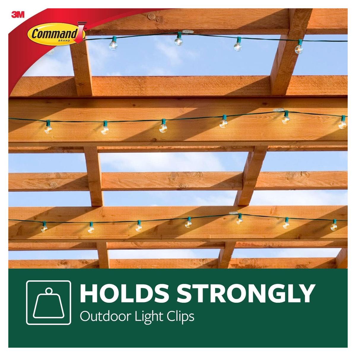3M Command Outdoor Clips 16 Mini Hooks with 20 Strips Clear Transparent Damage-Free Hanging Fairy Lights