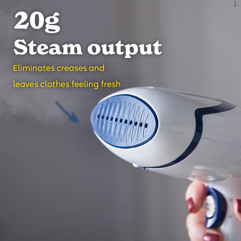 Russell Hobbs Steam Genie Essential 1600W Handheld Clothes Steamer 200ml Detachable Water Tank Fast 45s Heat-Up, 20g Steam Output White