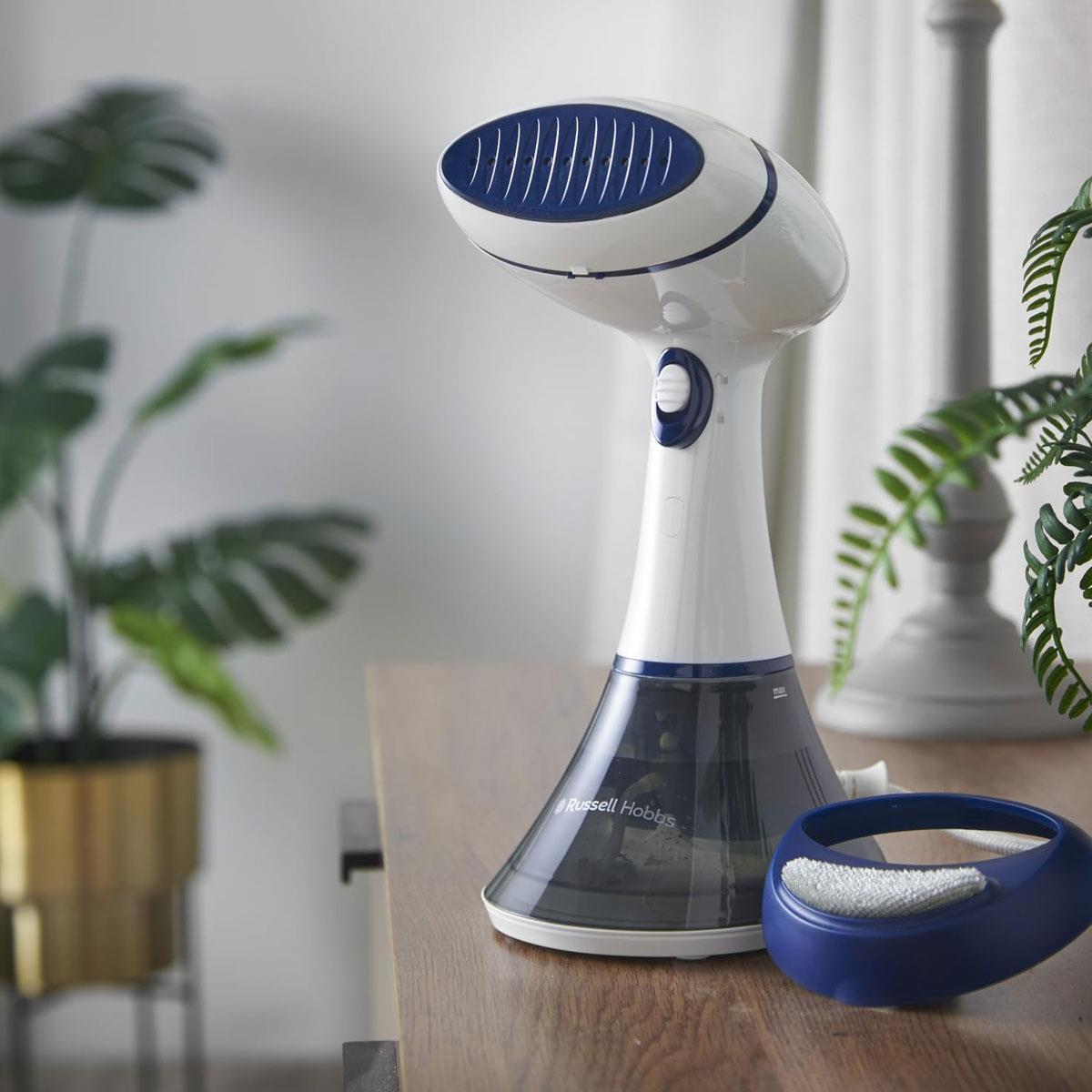 Russell Hobbs Steam Genie Essential 1600W Handheld Clothes Steamer 200ml Detachable Water Tank Fast 45s Heat-Up, 20g Steam Output White