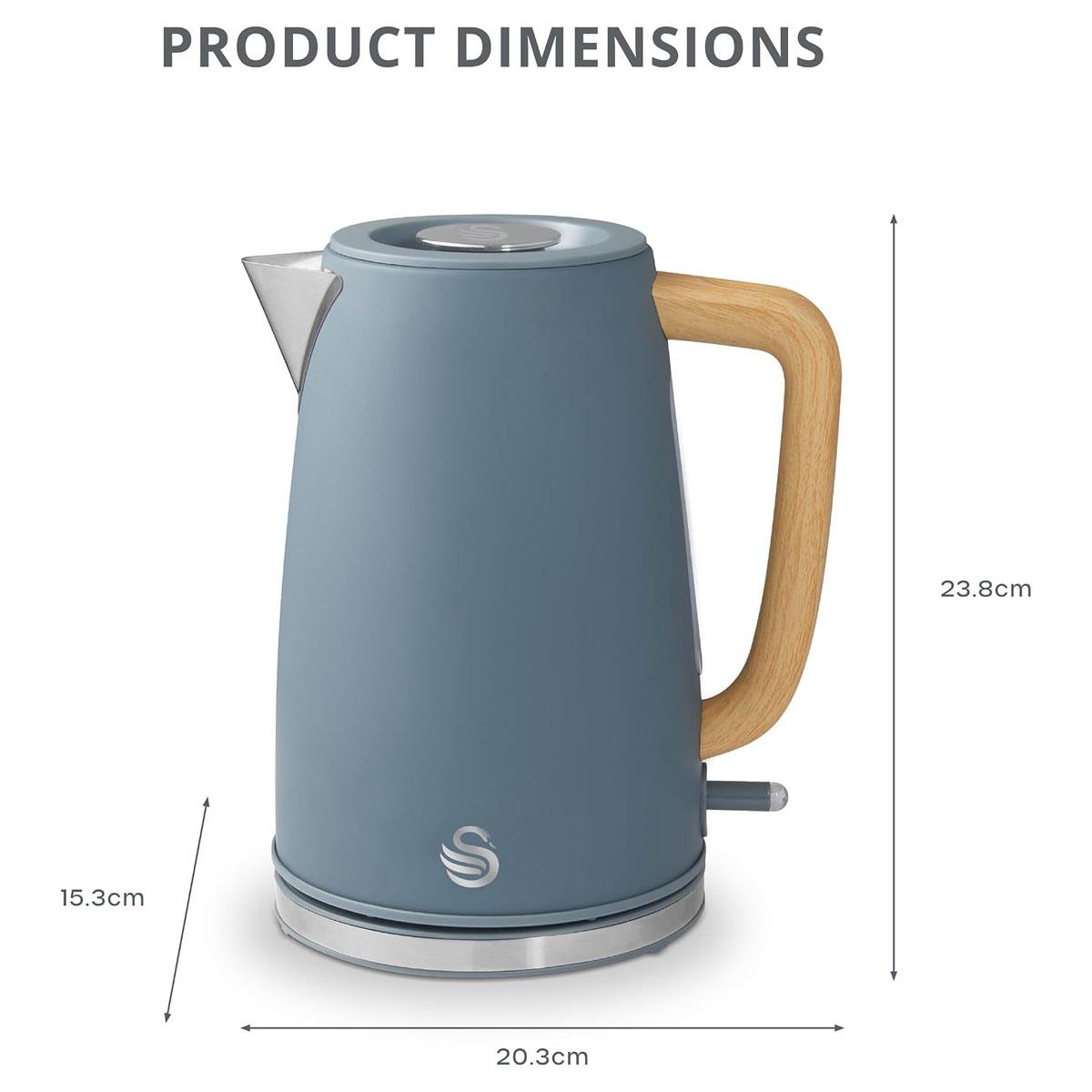 Swan Fjord 1.7L Electric Jug Kettle with Fast Boil Technology & Wood Effect Handle Grey