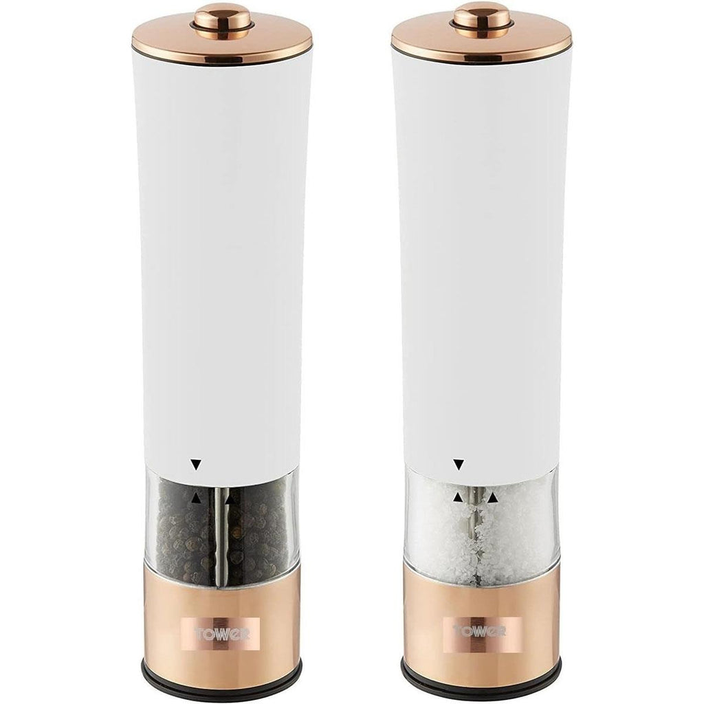 Tower Electric Salt And Pepper Mills Stainless Steel - Rose Gold And White