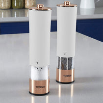 Tower Electric Salt And Pepper Mills Stainless Steel - Rose Gold And White