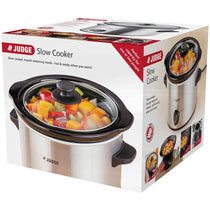 Judge Electricals Slow Cooker With Removable Ceramic Pot Stainless Steel 120W 1.5 Litres - Silver