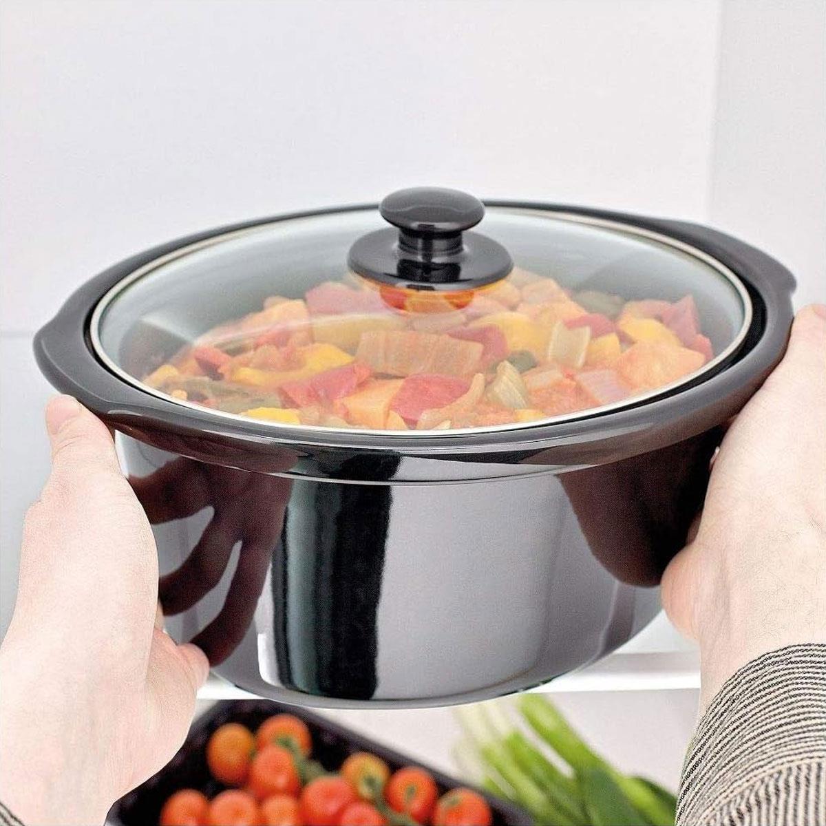 Judge Electricals Slow Cooker With Removable Ceramic Pot Stainless Steel 180W Large 3.5 Litre - Silver