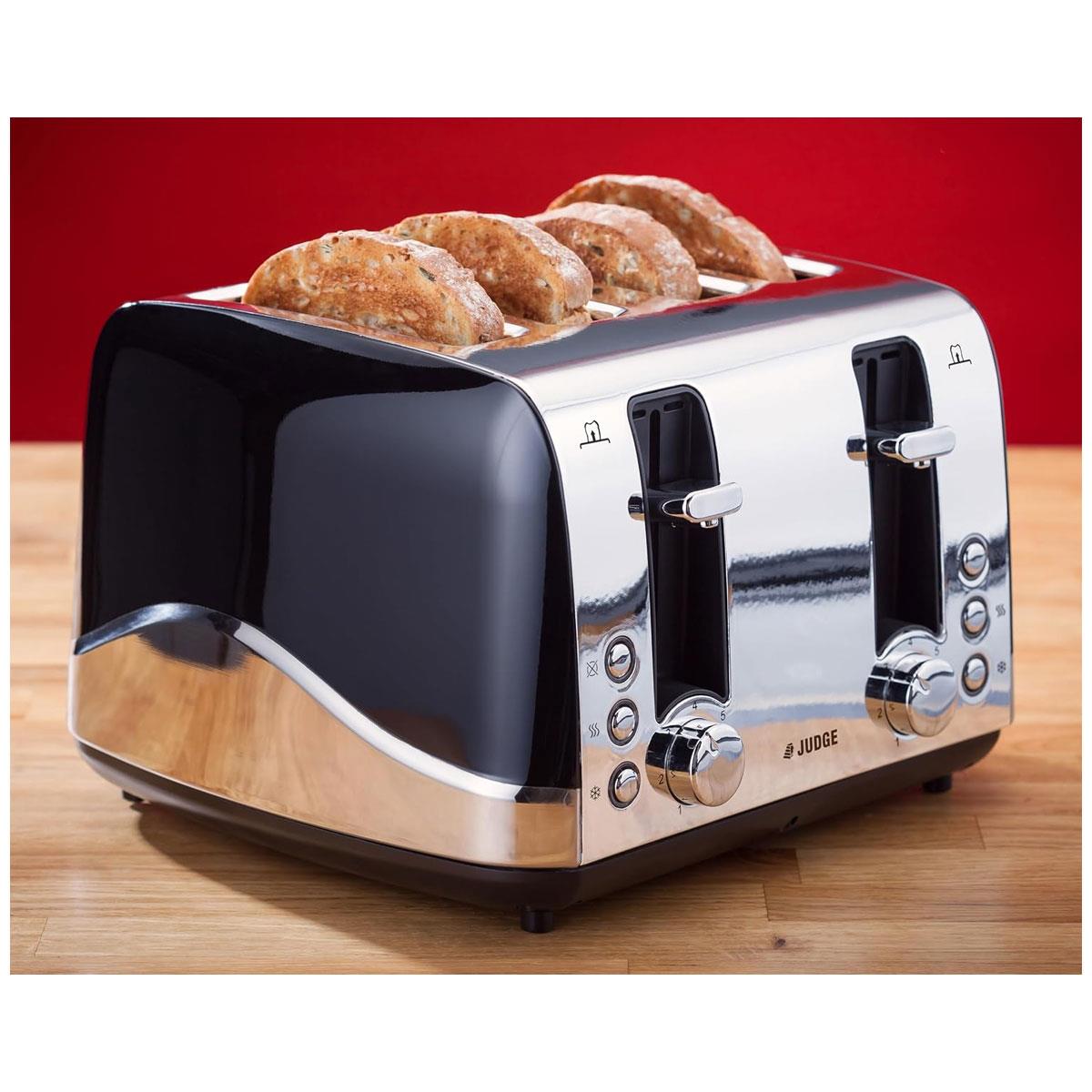 Judge Electricals 4 Slice Toaster Multipurpose 1550W - Black/Silver