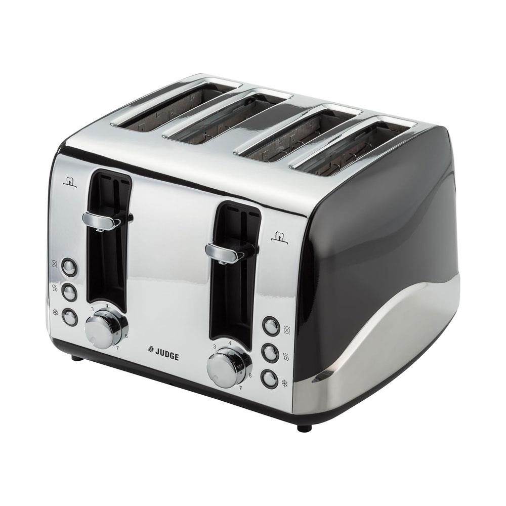 Judge Electricals 4 Slice Toaster Multipurpose 1550W - Black/Silver