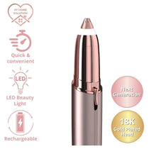 Finishing Touch Flawless Brows Blush 3.0 Trimmer Built-In LED Light Battery Powered - Gold