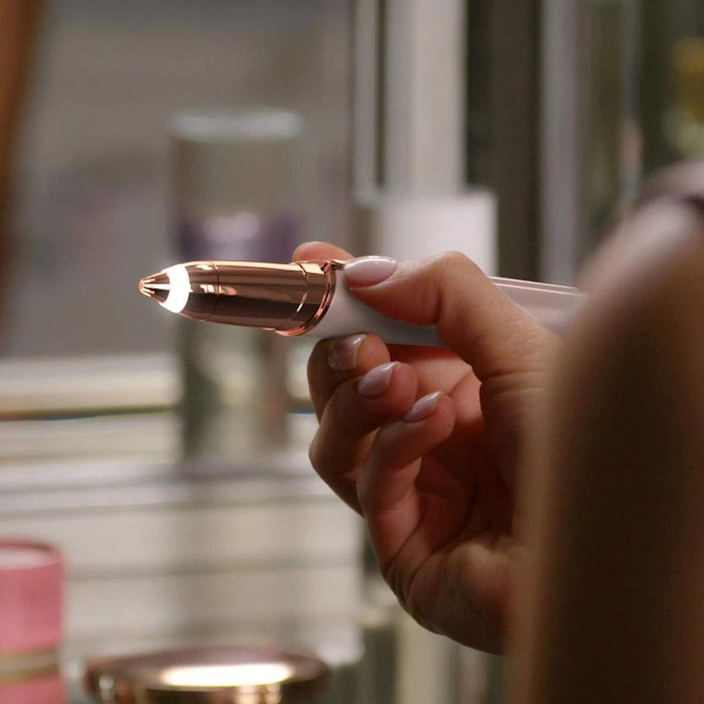 Finishing Touch Flawless Brows Blush 3.0 Trimmer Built-In LED Light Battery Powered - Gold