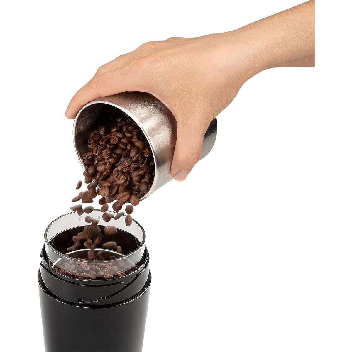 Delonghi Electric Coffee Grinder Stainless Steel Blade 90g Coffee Bean Capacity 170W - Black