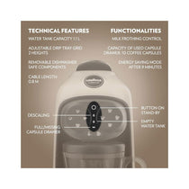 Lavazza A Modo Mio Desea Capsule Pod Coffee Machine Fully Automatic 1500W 1 Litres - White Cream