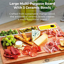 Tower Multi-Purpose Chopping Board With Ceramic Bowls Mango Wood - Natural Wood