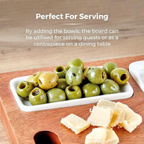 Tower Multi-Purpose Chopping Board With Ceramic Bowls Mango Wood - Natural Wood