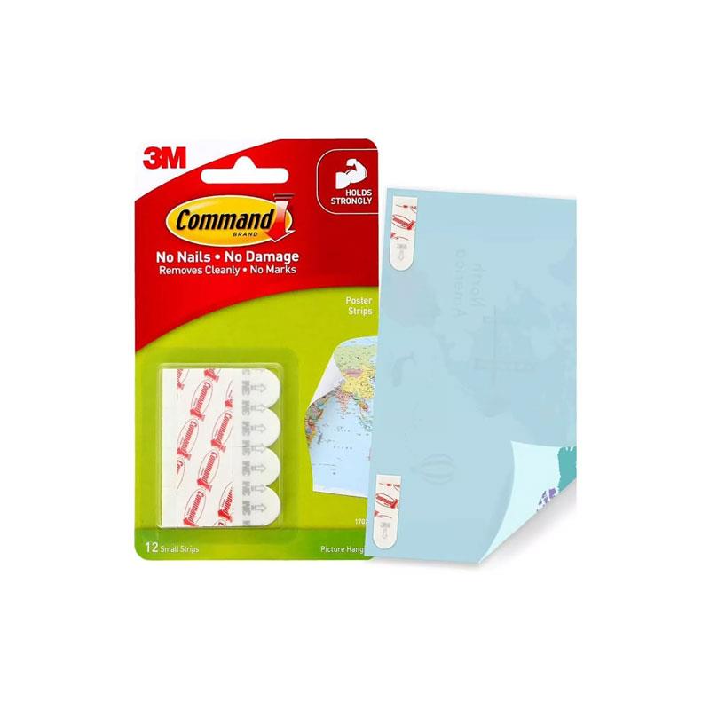 3M Command Poster Strips Small Mounting Adhesive 12 Small Strips White