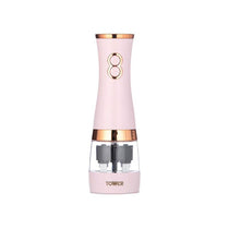 Tower Duo Electric Salt And Pepper Mills Battery Operated Adjustable Ceramic Grinders Marshmallow Pink/Rose Gold