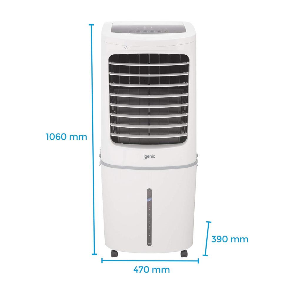 Igenix 50L Evaporative Air Cooler – 3-Speed Fan, Remote Control, 200W – White