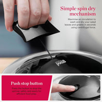 Tower Good Food Salad Spinner With Removable Basket Stainless Steel 5 Litre - Silver
