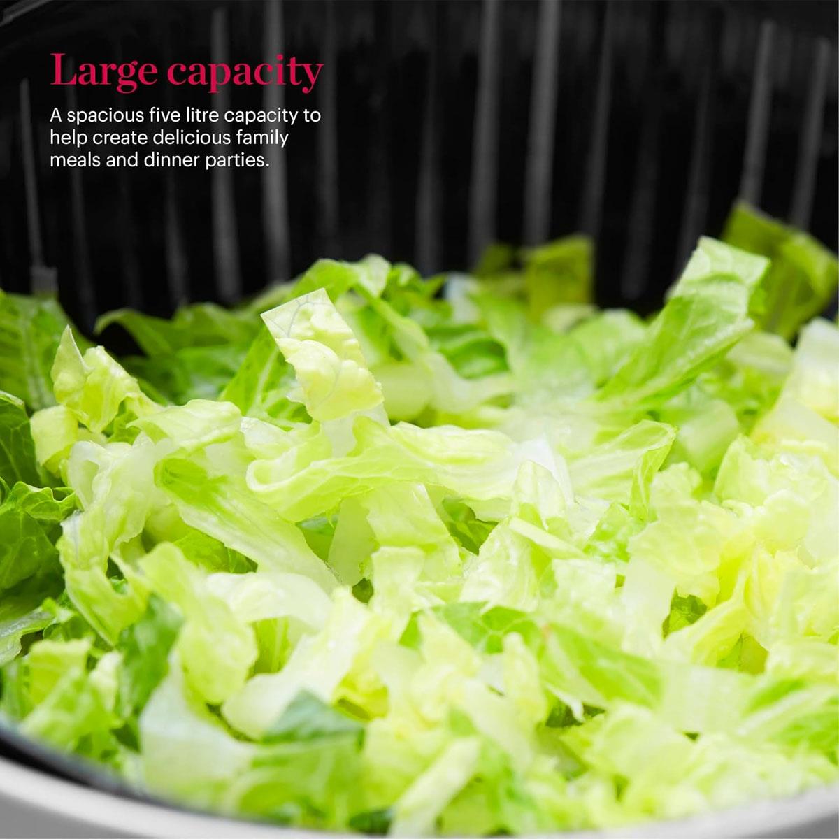 Tower Good Food Salad Spinner With Removable Basket Stainless Steel 5 Litre - Silver