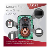 Akai Vibes Bluetooth LED Karaoke Machine With CD/CD+G Playback Microphone 8W RMS - Black