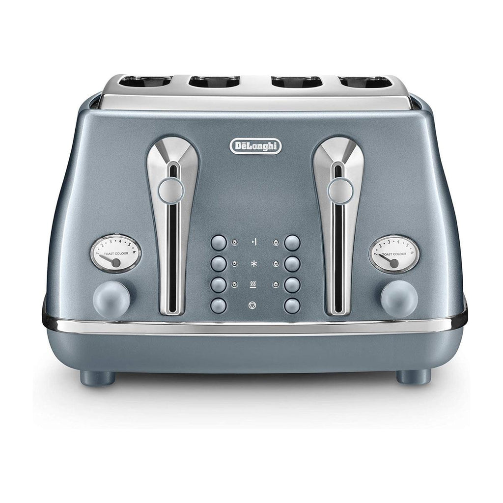 Delonghi Icona Metallics 4 Slice Toaster Stainless Steel 1800W - Azure