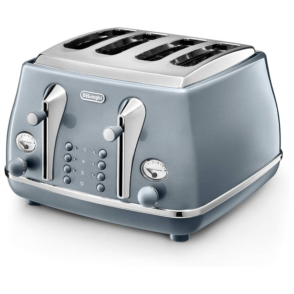 Delonghi Icona Metallics 4 Slice Toaster Stainless Steel 1800W - Azure
