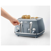 Delonghi Icona Metallics 4 Slice Toaster Stainless Steel 1800W - Azure