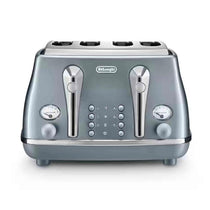 Delonghi Icona Metallics 4 Slice Toaster Stainless Steel 1800W - Azure
