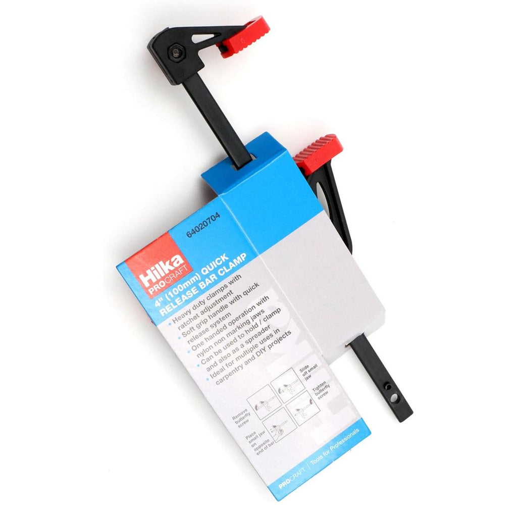 Hilka Quick Release Bar Clamp 4 Inch (100mm) - Red/Black