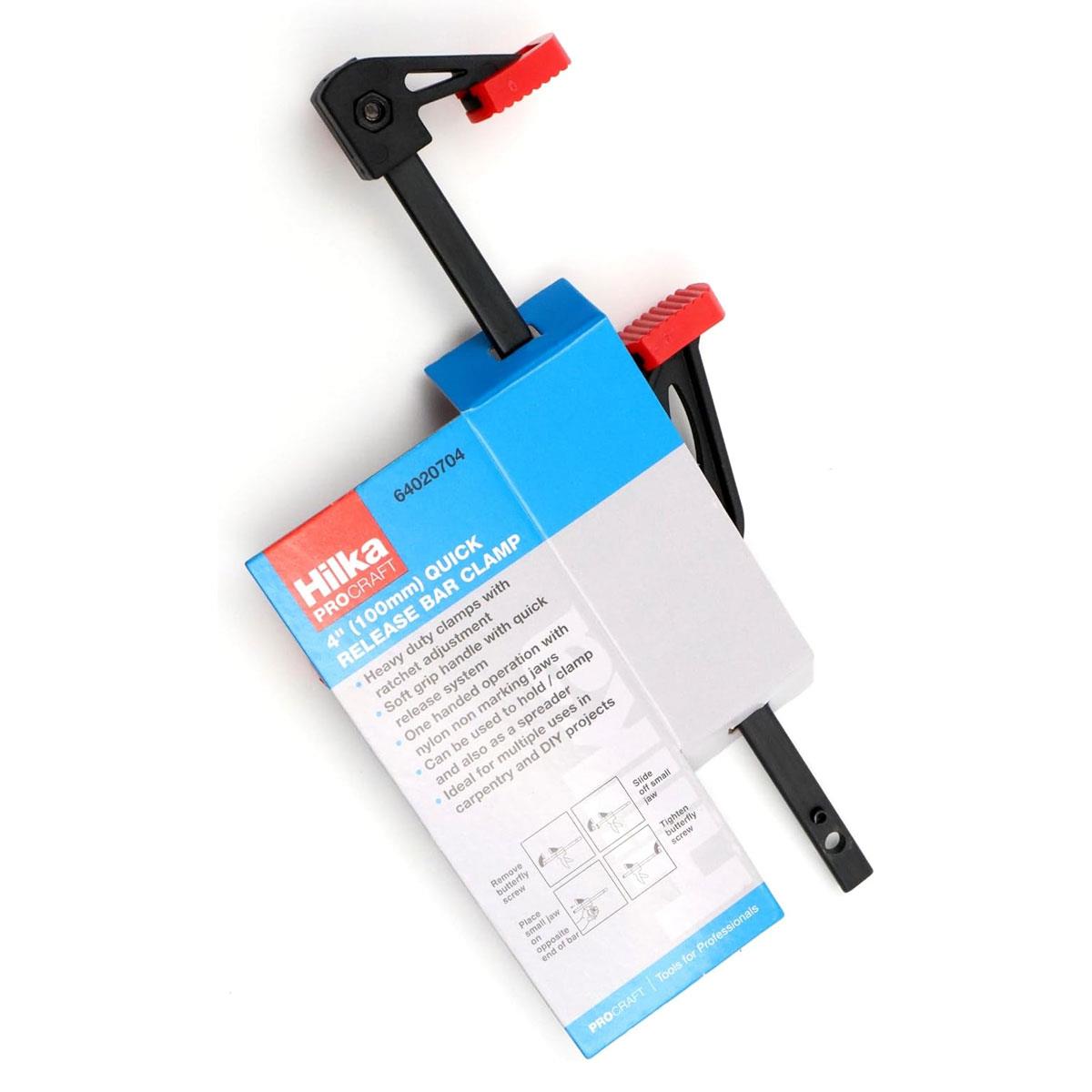 Hilka Quick Release Bar Clamp 4 Inch (100mm) - Red/Black