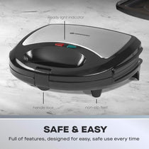 Daewoo 3-In-1 Sandwich Toastie Maker Panini & Crimp Wrap Crimper Maker 750W - Black