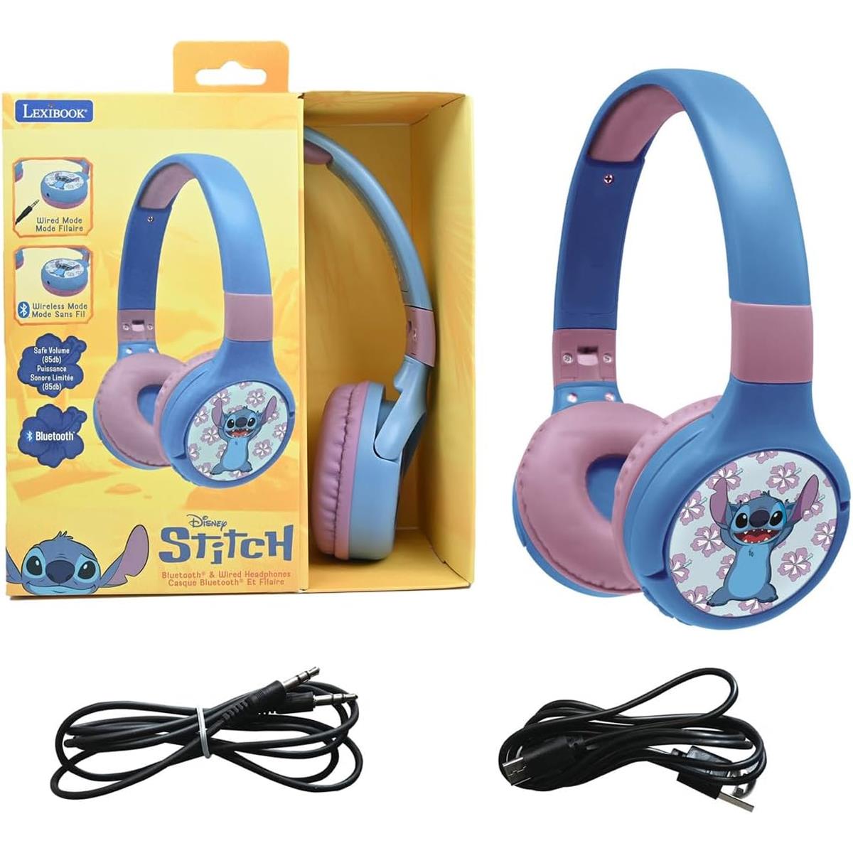 Lexibook Disney Stitch Bluetooth & Wired Foldable Headphones - Multicolour