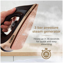 Tower Ceraglide Steam Generator Iron 2700W 1.2 Litres - Champagne Gold & Black