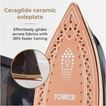 Tower Ceraglide Steam Generator Iron 2700W 1.2 Litres - Champagne Gold & Black