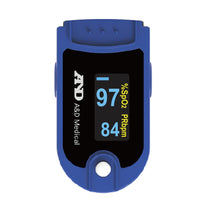 A&D Medical Finger Pulse Oximeter Blue SpO2 Oxygen Saturation And Pulse Rate Monitor For Adults And Children
