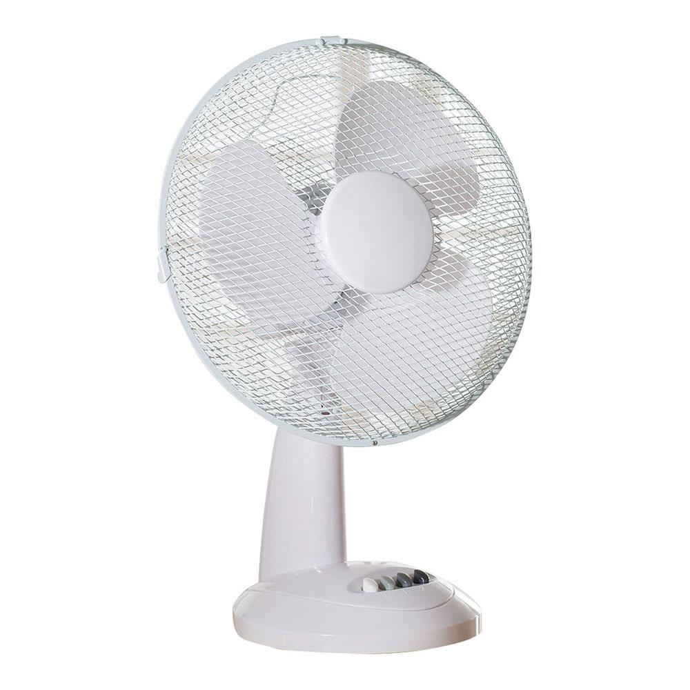 Daewoo 12 Inch Oscillating Desk Fan 3 Speed Settings 40W - White