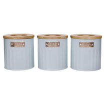 KitchenCraft Tea Coffee Sugar Canisters Set of 3 Metal 1 Litres - Light Blue