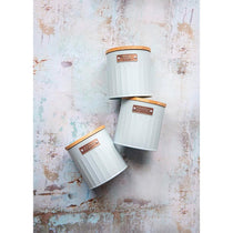 KitchenCraft Tea Coffee Sugar Canisters Set of 3 Metal 1 Litres - Light Blue