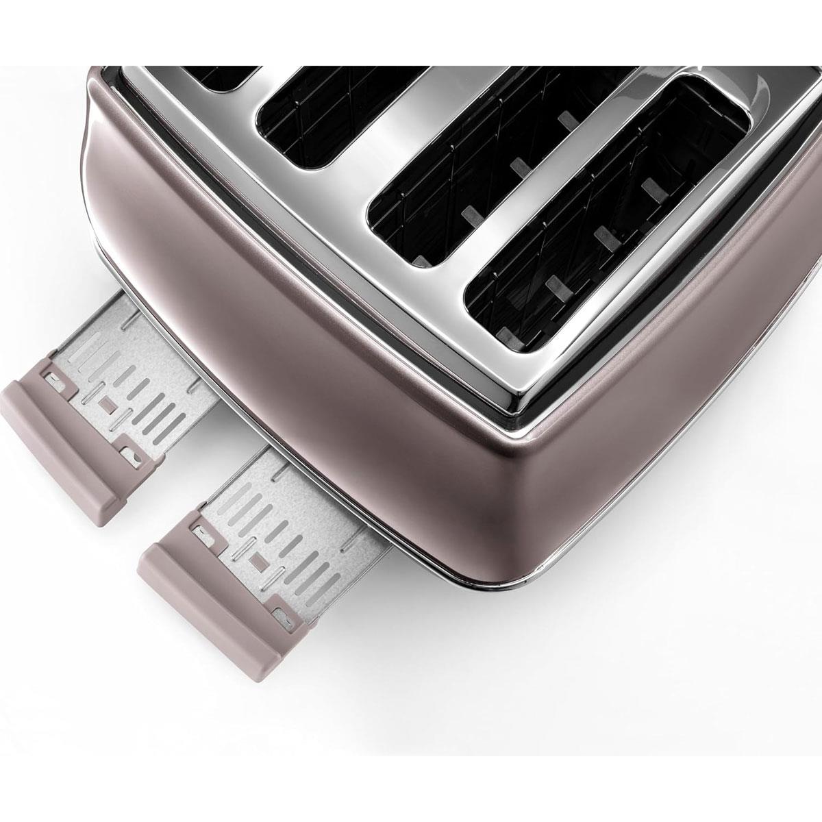 Delonghi Icona Metallics 4 Slice Toaster Stainless Steel 1800W - Pink