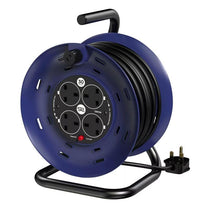 SLx 4 Socket Extension Lead UK Plug Socket 30m Heavy Duty Cable Reel 13A - Black & Blue