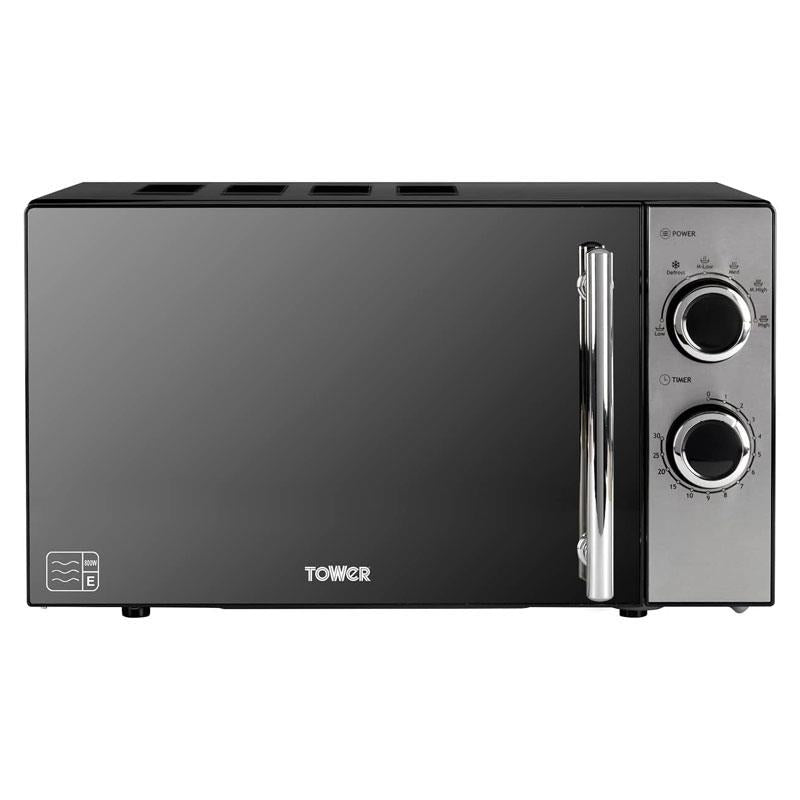Tower Manual Microwave 20 Litres 800W 5 Power Levels 30 Minute Timer - Black