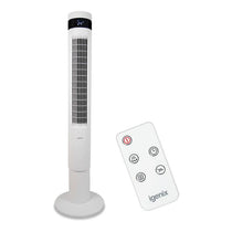 Igenix 43 Inch Digital Tower Fan 3 Speed Settings Remote Control - White