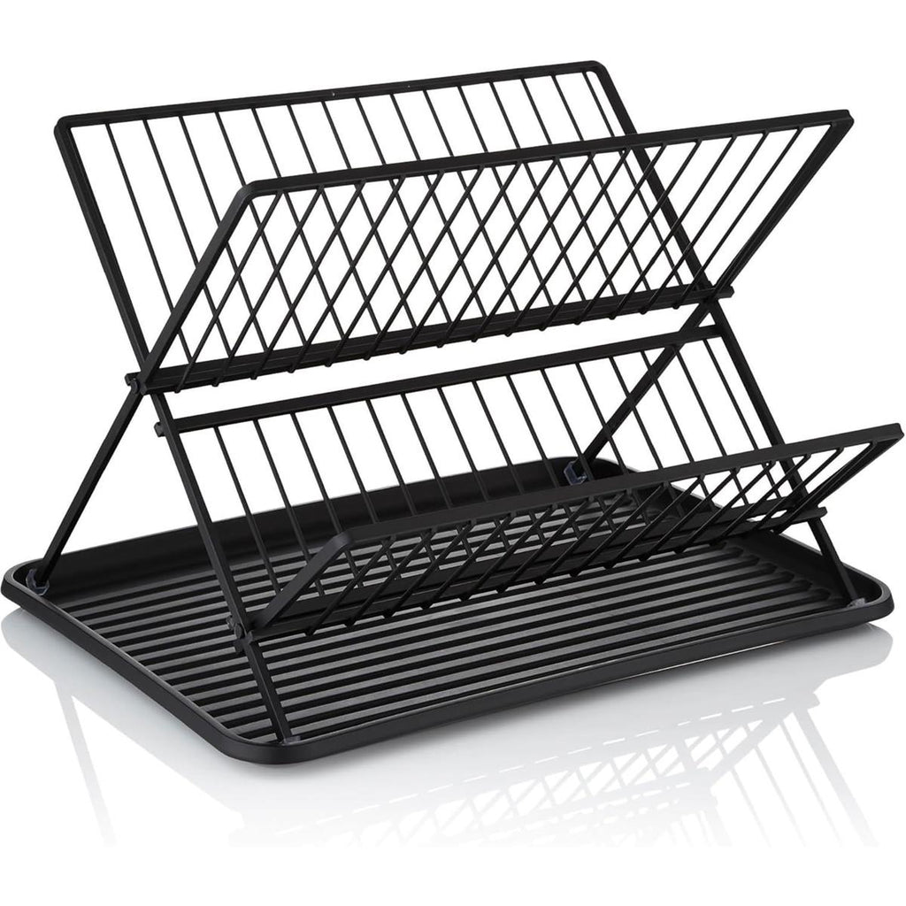 Swan Stealth 15 Plate Collapsible Dish Rack Removable Drip Tray - Black