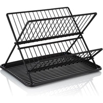 Swan Stealth 15 Plate Collapsible Dish Rack Removable Drip Tray - Black