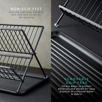Swan Stealth 15 Plate Collapsible Dish Rack Removable Drip Tray - Black