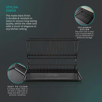 Swan Stealth 15 Plate Collapsible Dish Rack Removable Drip Tray - Black