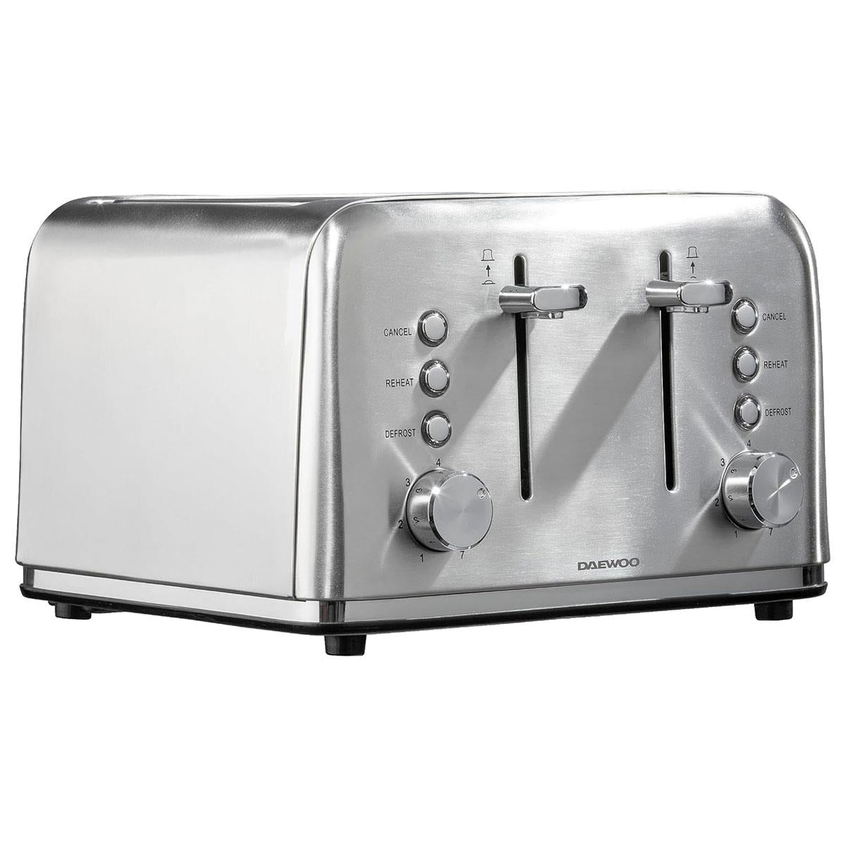 Daewoo Kensington 4 Slice Toaster Stainless Steel 1800W Silver