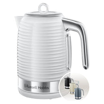 Russell Hobbs Inspire Electric Kettle 1.7 Litre 3000W White Textured Plastic With Removable Anti-Scale Filter