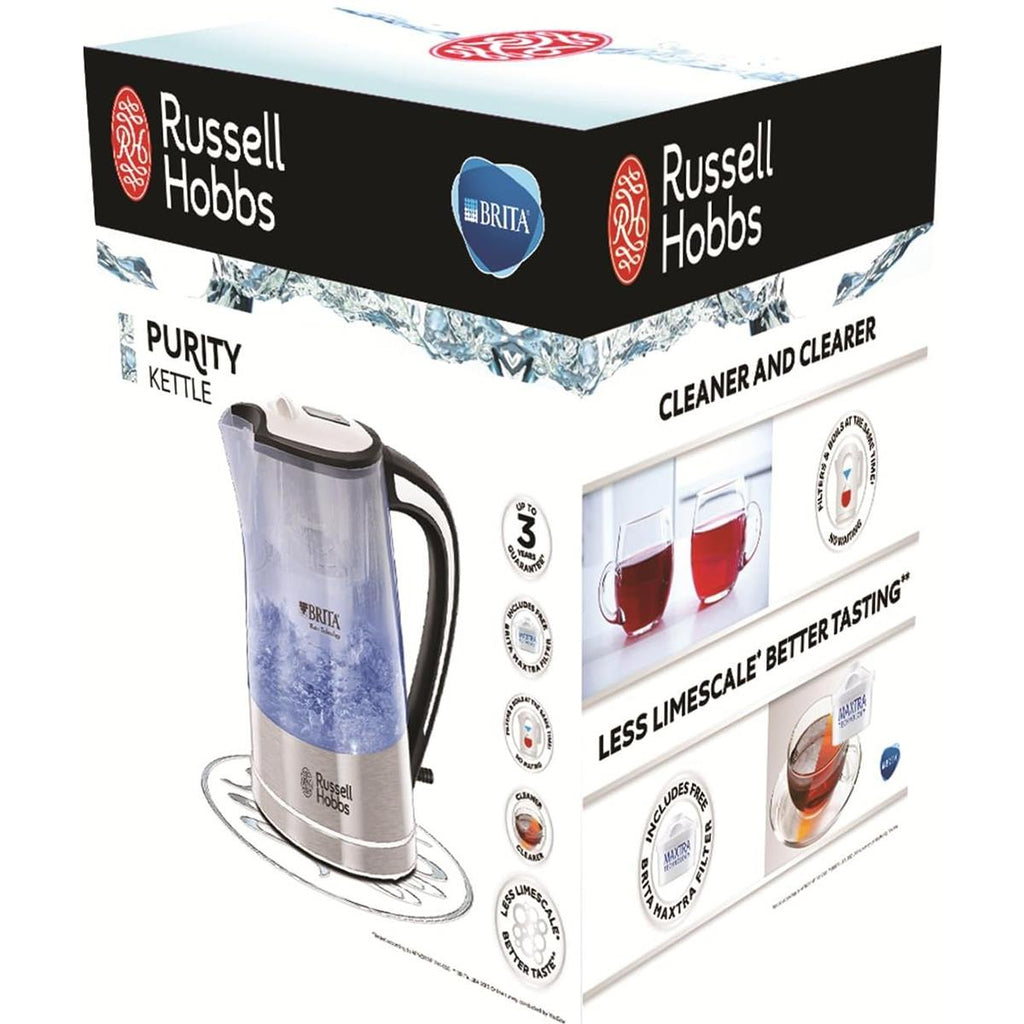Russell Hobbs BRITA Purity Filter Kettle 3000W With MAXTRA PRO Cartridge 1 Litre Boil Capacity Transparent