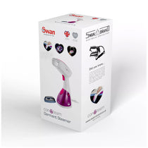 Swan Handheld Garment Steamer 1100W 250ml Water Tank Removable Fabric Brush White And Pink