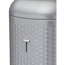 KitchenCraft Lovello Textured Retro Tea Canister With Geometric Embossed Finish 11 x 11 x 19 cm (4.5" x 4.5" x 7.5") - Shadow Grey